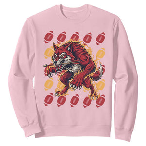 Wolf Football Lover Sweatshirt Game Day Fan Lifestyle TS12 Light Pink Print Your Wear