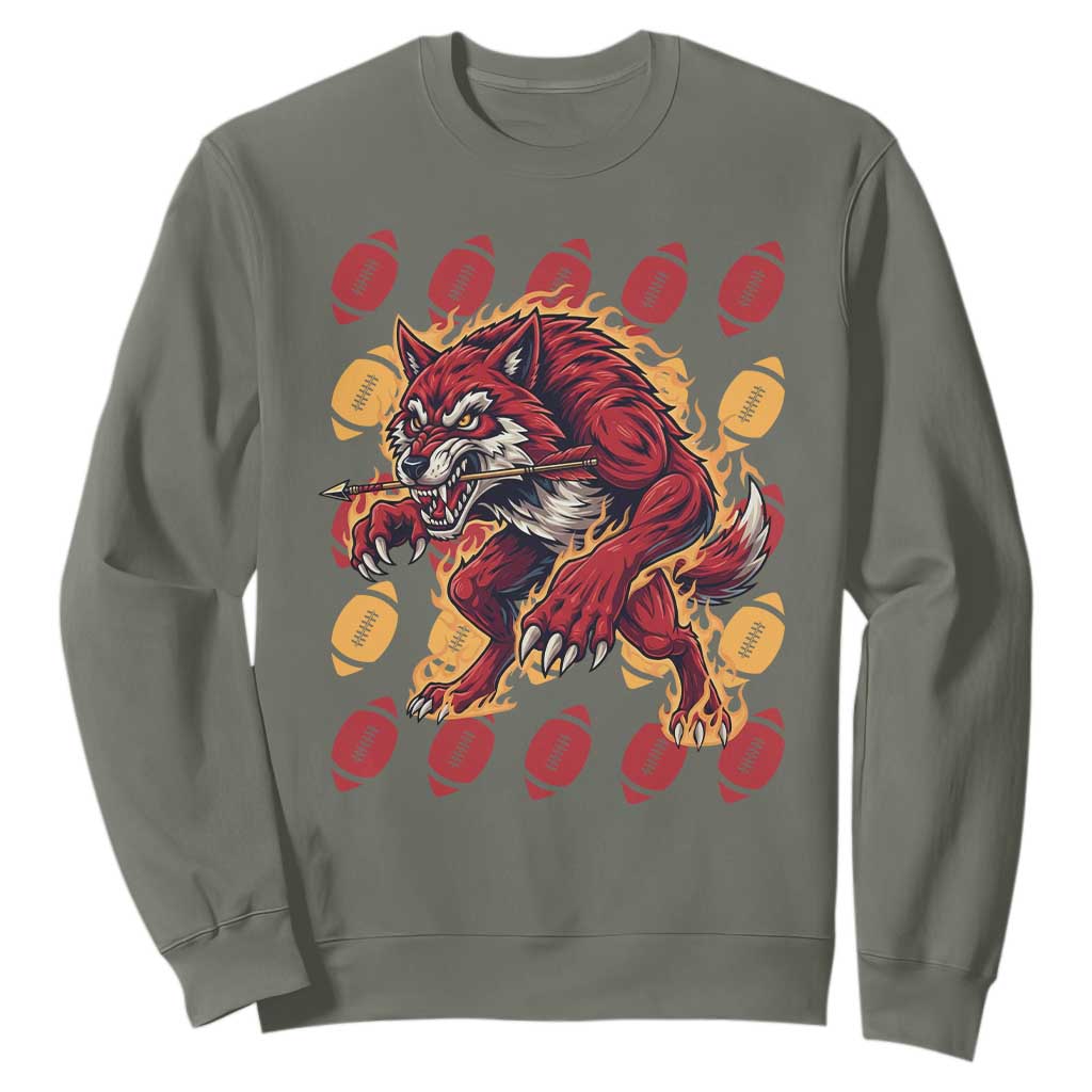 Wolf Football Lover Sweatshirt Game Day Fan Lifestyle TS12 Military Green Print Your Wear