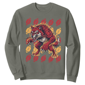Wolf Football Lover Sweatshirt Game Day Fan Lifestyle TS12 Military Green Print Your Wear