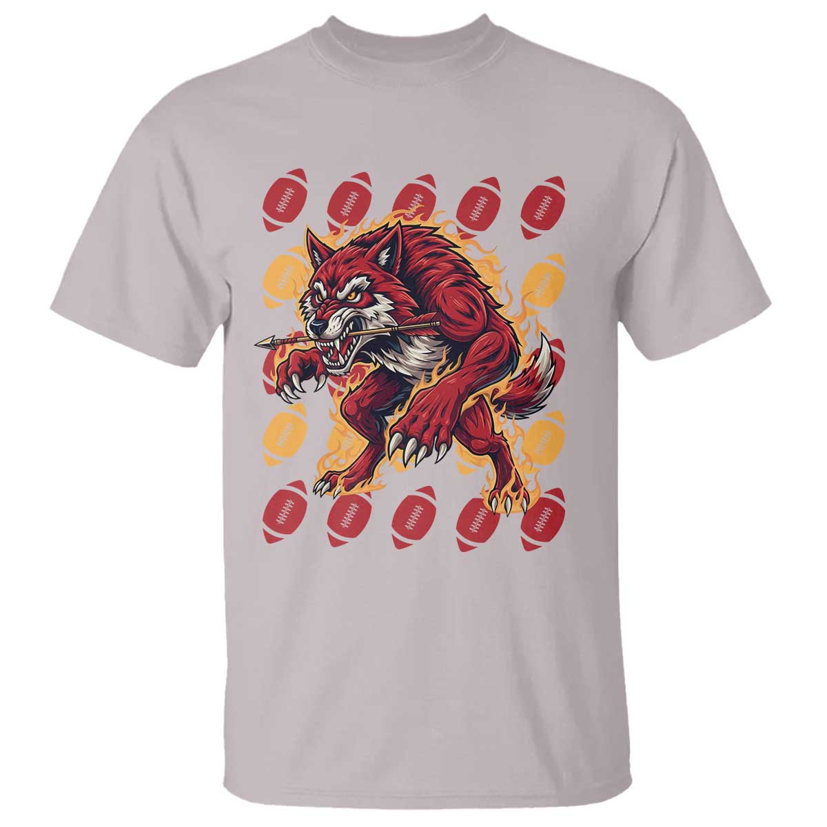 Wolf Football Lover T Shirt Game Day Fan Lifestyle TS12 Ice Gray Print Your Wear
