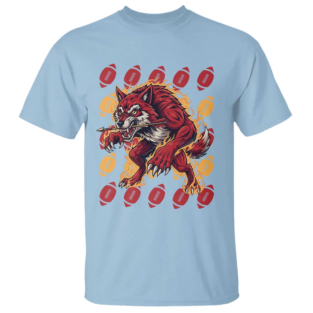 Wolf Football Lover T Shirt Game Day Fan Lifestyle TS12 Light Blue Print Your Wear