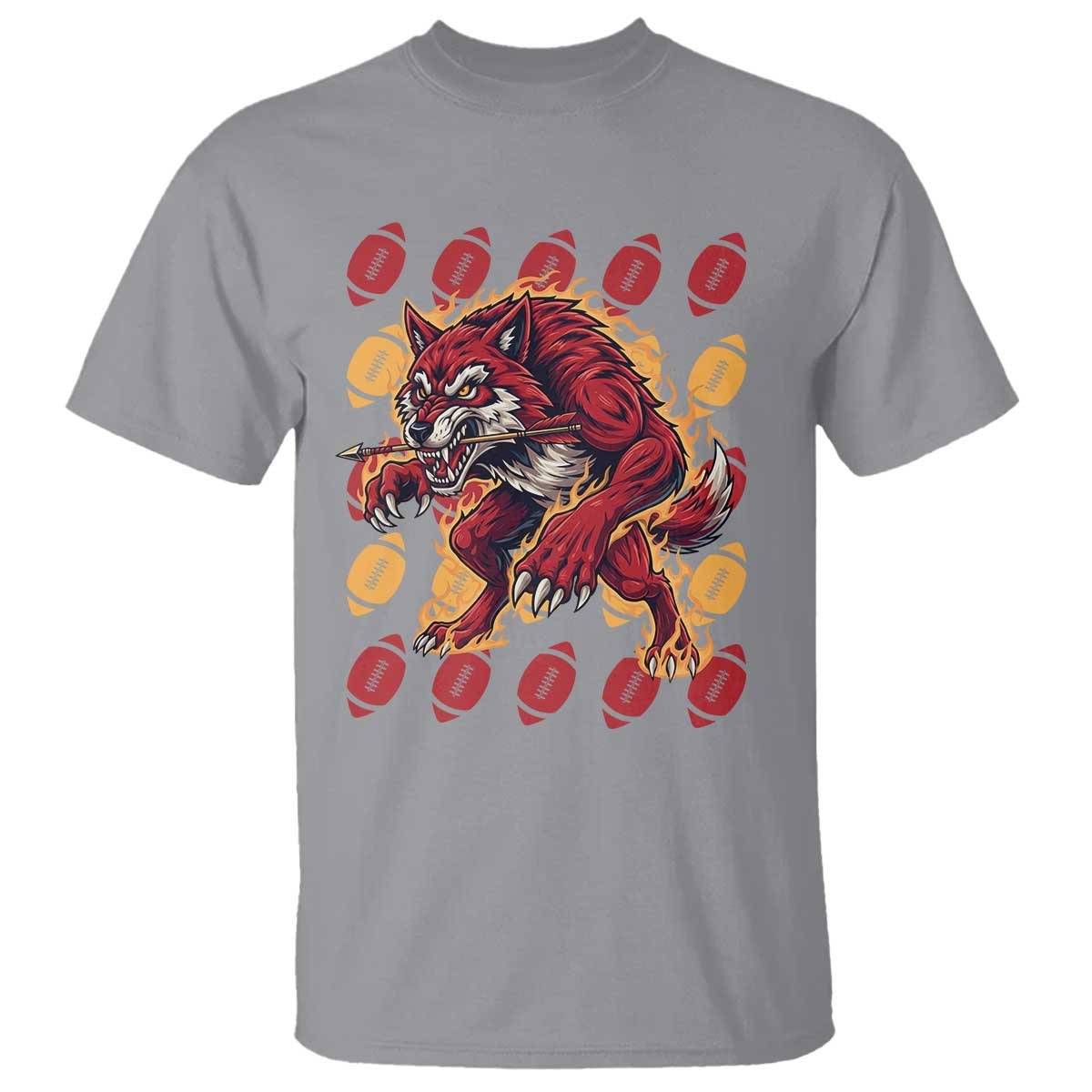 Wolf Football Lover T Shirt Game Day Fan Lifestyle TS12 Sport Gray Print Your Wear