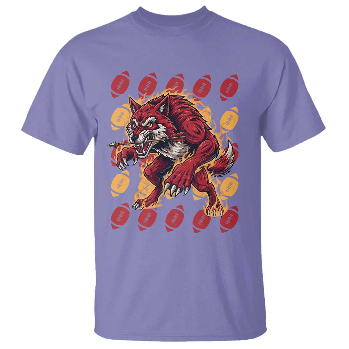 Wolf Football Lover T Shirt Game Day Fan Lifestyle TS12 Violet Print Your Wear