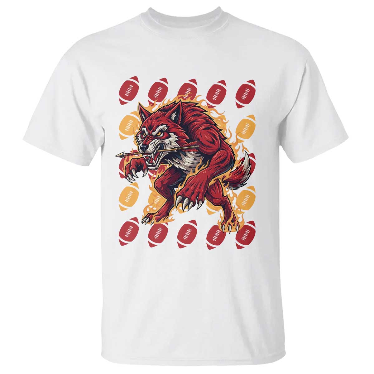Wolf Football Lover T Shirt Game Day Fan Lifestyle TS12 White Print Your Wear