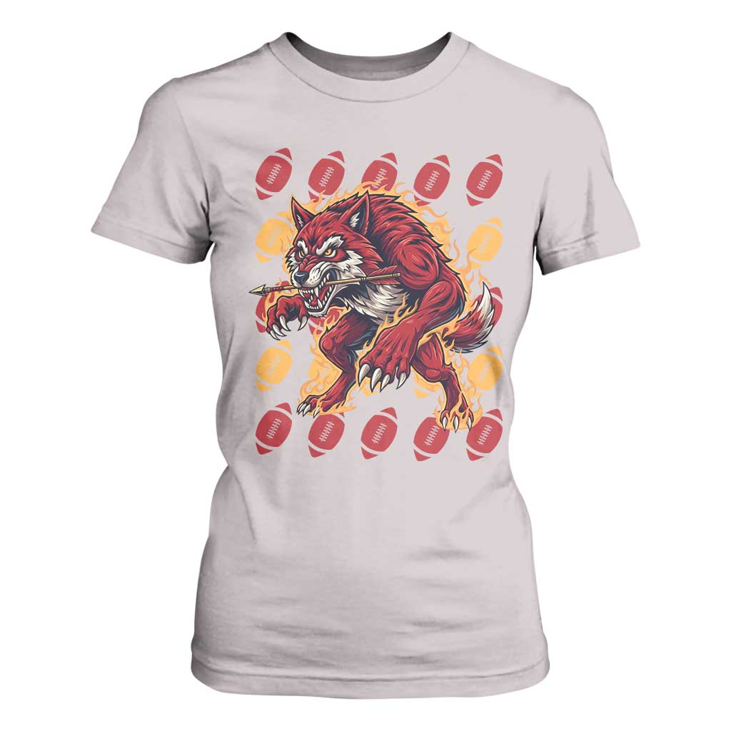 Wolf Football Lover T Shirt For Women Game Day Fan Lifestyle TS12 Ice Gray Print Your Wear