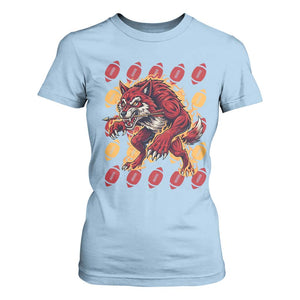 Wolf Football Lover T Shirt For Women Game Day Fan Lifestyle TS12 Light Blue Print Your Wear
