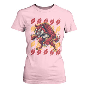 Wolf Football Lover T Shirt For Women Game Day Fan Lifestyle TS12 Light Pink Print Your Wear