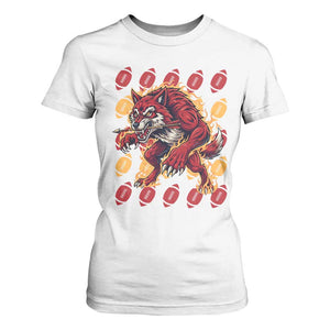 Wolf Football Lover T Shirt For Women Game Day Fan Lifestyle TS12 White Print Your Wear