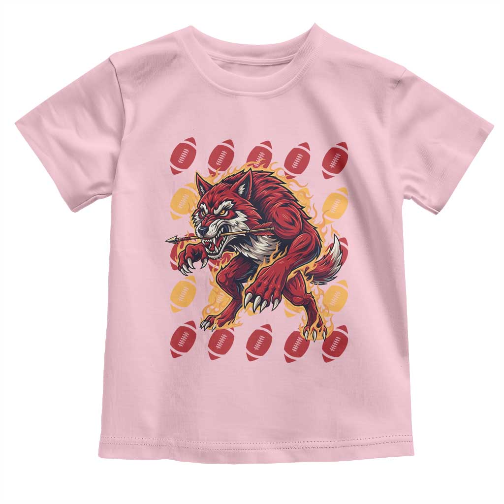 Wolf Football Lover Toddler T Shirt Game Day Fan Lifestyle TS12 Light Pink Print Your Wear