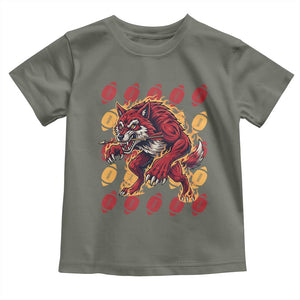 Wolf Football Lover Toddler T Shirt Game Day Fan Lifestyle TS12 Military Green Print Your Wear