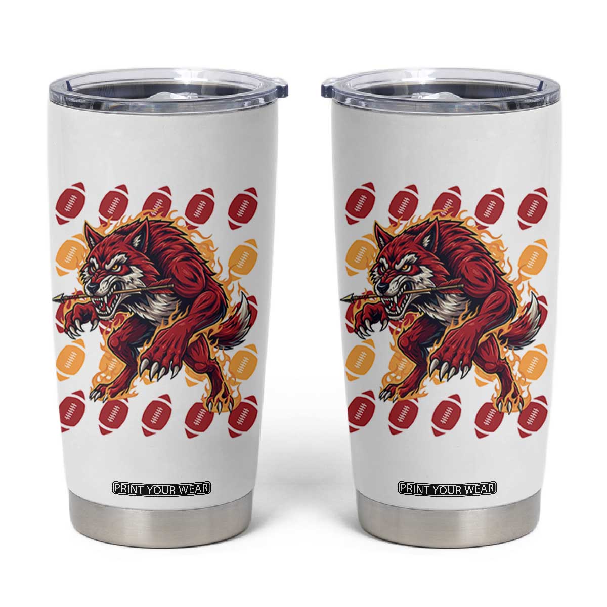 Wolf Football Lover Tumbler Cup Game Day Fan Lifestyle TS12 White Print Your Wear