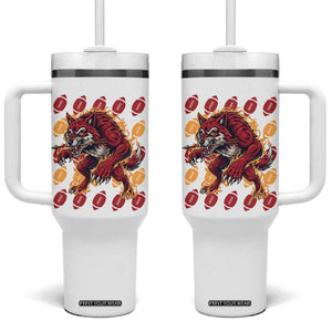 Wolf Football Lover Tumbler With Handle Game Day Fan Lifestyle TS12 One Size: 40 oz White Print Your Wear