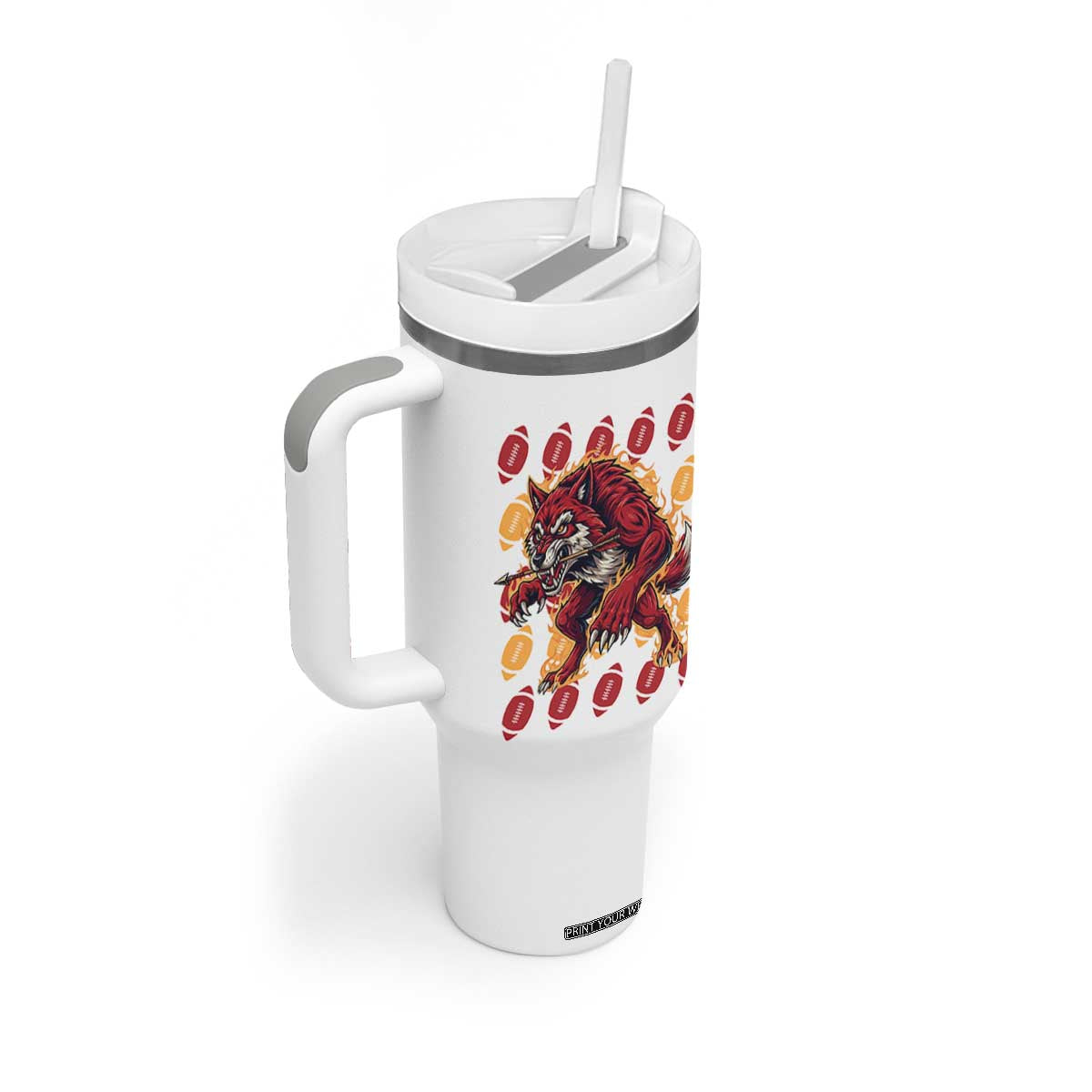 Wolf Football Lover Tumbler With Handle Game Day Fan Lifestyle TS12 Print Your Wear