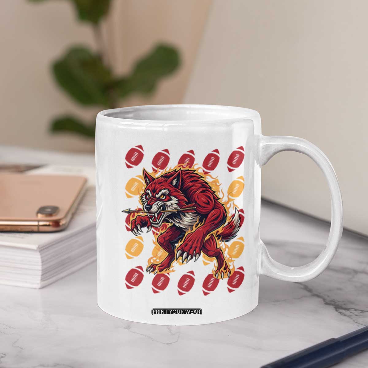 Wolf Football Lover Coffee Mug Game Day Fan Lifestyle TS12 Print Your Wear