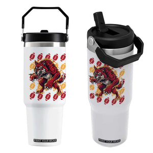 Wolf Football Lover Flip Straw Tumbler Game Day Fan Lifestyle TS12 One Size: 30 oz White Print Your Wear