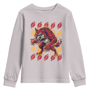 Wolf Football Lover Youth Sweatshirt Game Day Fan Lifestyle TS12 Ice Gray Print Your Wear