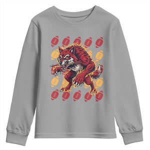 Wolf Football Lover Youth Sweatshirt Game Day Fan Lifestyle TS12 Sport Gray Print Your Wear