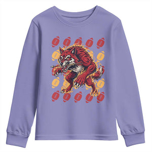 Wolf Football Lover Youth Sweatshirt Game Day Fan Lifestyle TS12 Violet Print Your Wear