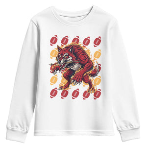 Wolf Football Lover Youth Sweatshirt Game Day Fan Lifestyle TS12 White Print Your Wear