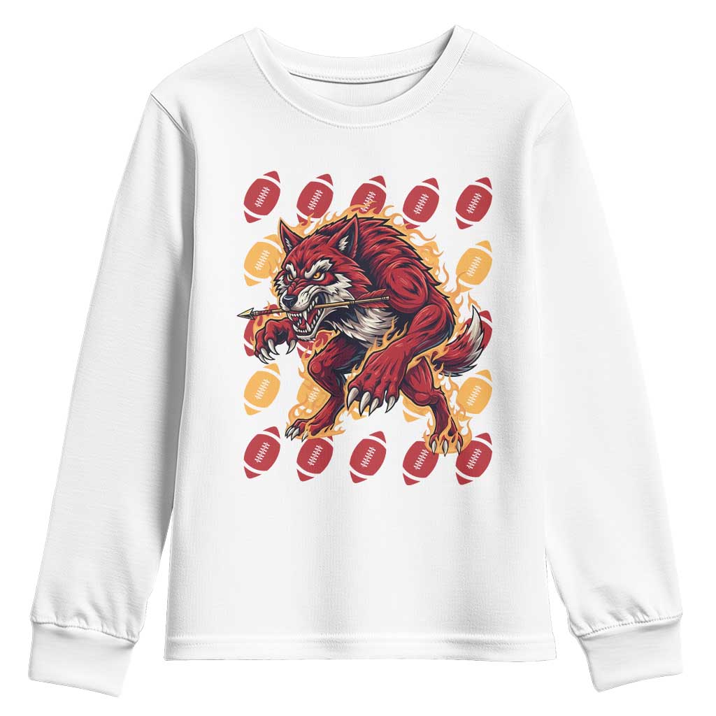Wolf Football Lover Youth Sweatshirt Game Day Fan Lifestyle TS12 White Print Your Wear