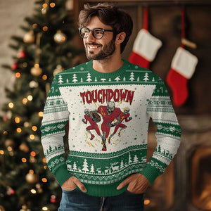 Skeleton Game Day Ugly Christmas Sweater Touchdown Football Fan Gift TS12 Beige Green Print Your Wear
