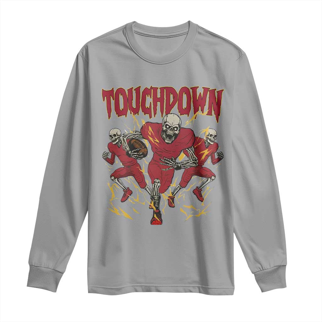Skeleton Game Day Long Sleeve Shirt Touchdown Football Fan Gift TS12 Sport Gray Print Your Wear
