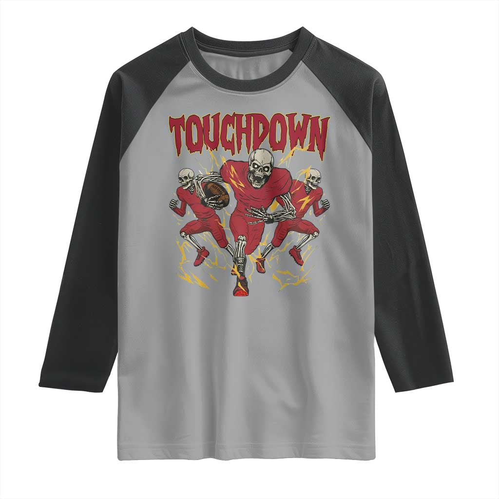 Skeleton Game Day Raglan Shirt Touchdown Football Fan Gift TS12 Sport Gray Black Print Your Wear