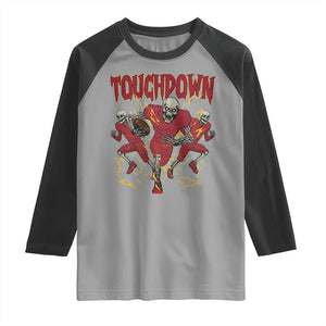 Skeleton Game Day Raglan Shirt Touchdown Football Fan Gift TS12 Sport Gray Black Print Your Wear