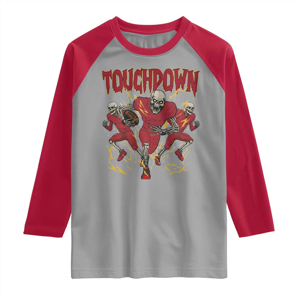 Skeleton Game Day Raglan Shirt Touchdown Football Fan Gift TS12 Sport Gray Red Print Your Wear