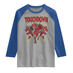 Skeleton Game Day Raglan Shirt Touchdown Football Fan Gift TS12 Sport Gray Royal Print Your Wear