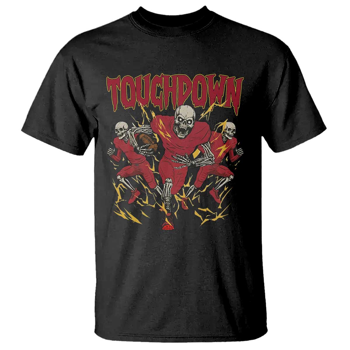 Skeleton Game Day T Shirt Touchdown Football Fan Gift TS12 Black Print Your Wear