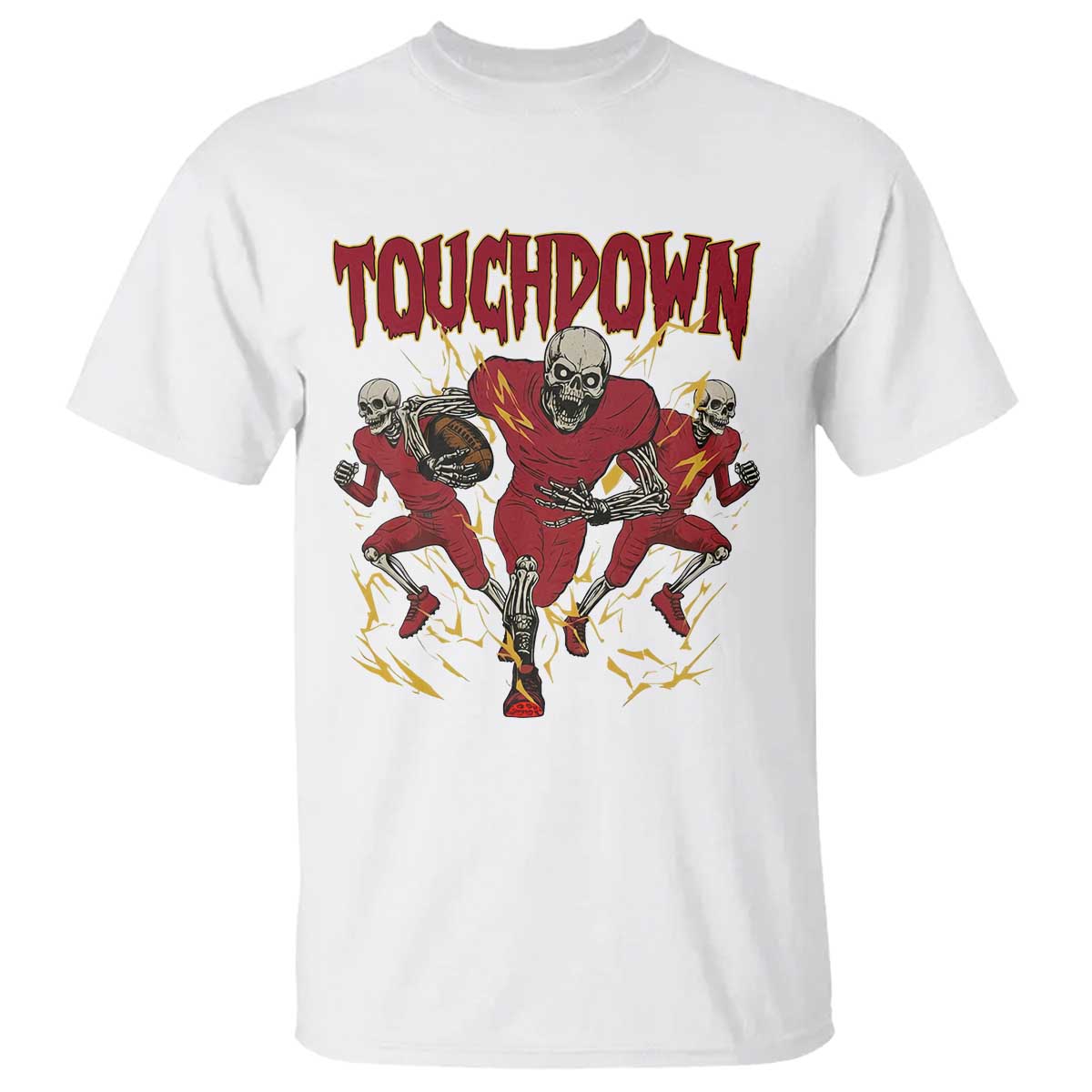 Skeleton Game Day T Shirt Touchdown Football Fan Gift TS12 White Print Your Wear