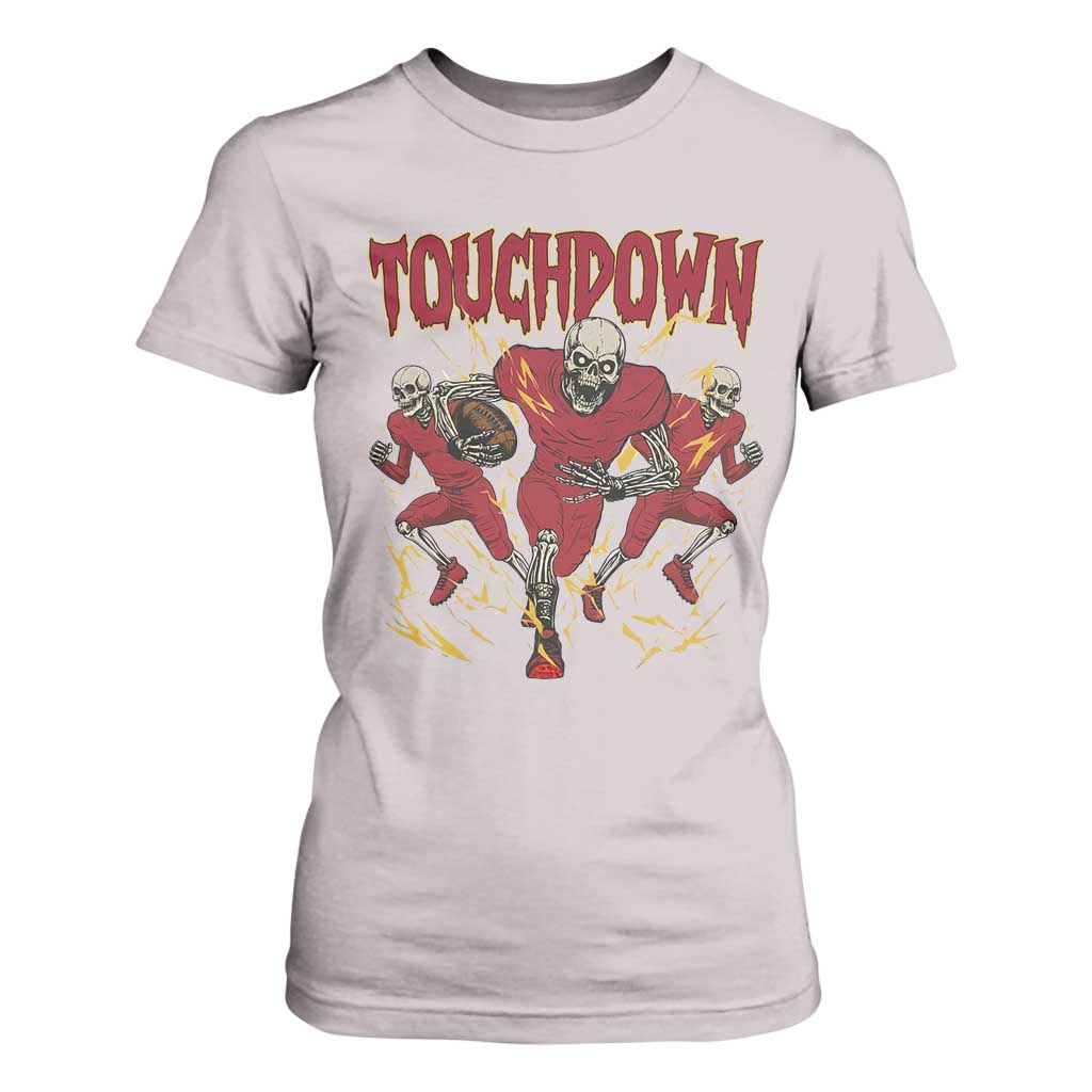 Skeleton Game Day T Shirt For Women Touchdown Football Fan Gift TS12 Ice Gray Print Your Wear