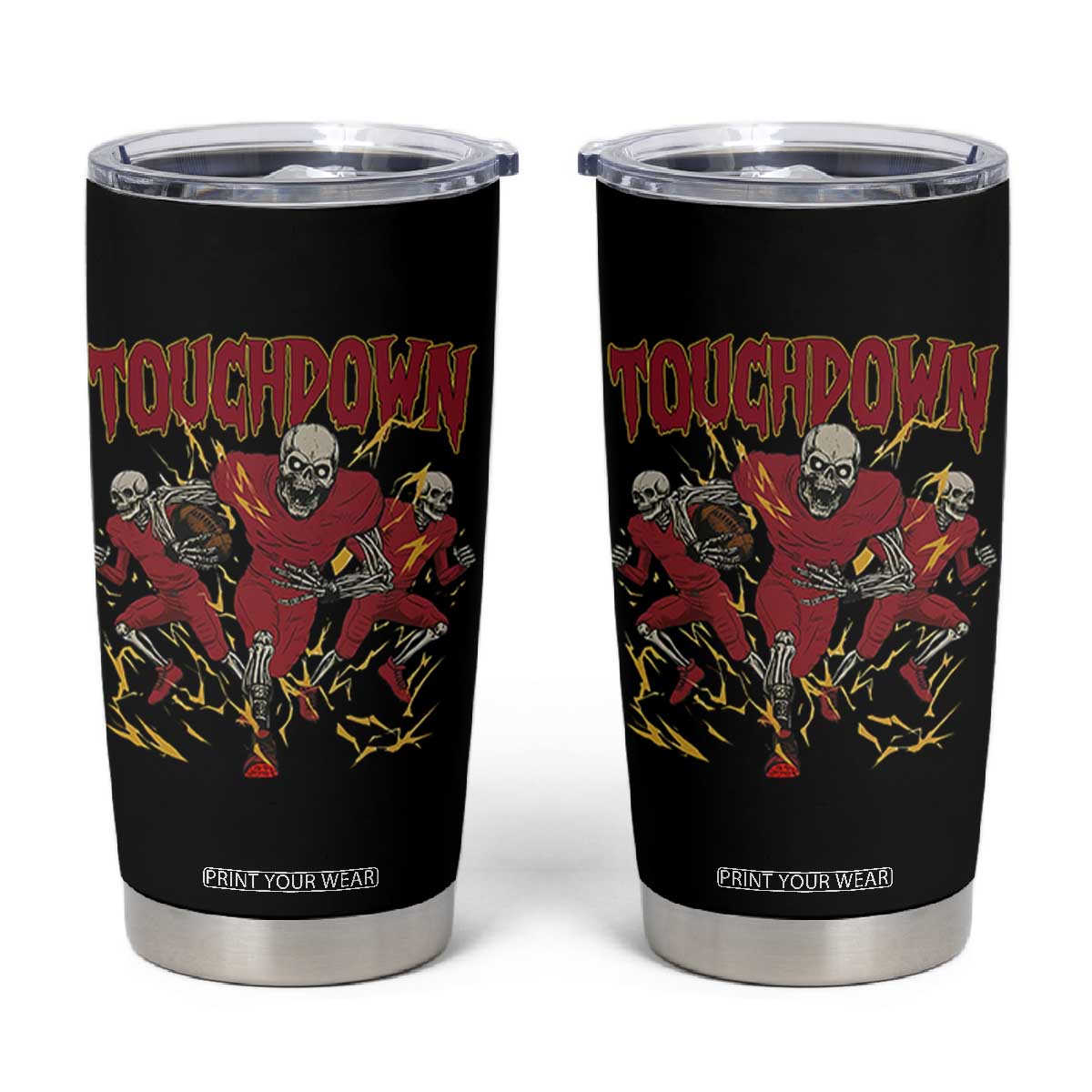 Skeleton Game Day Tumbler Cup Touchdown Football Fan Gift TS12 Black Print Your Wear