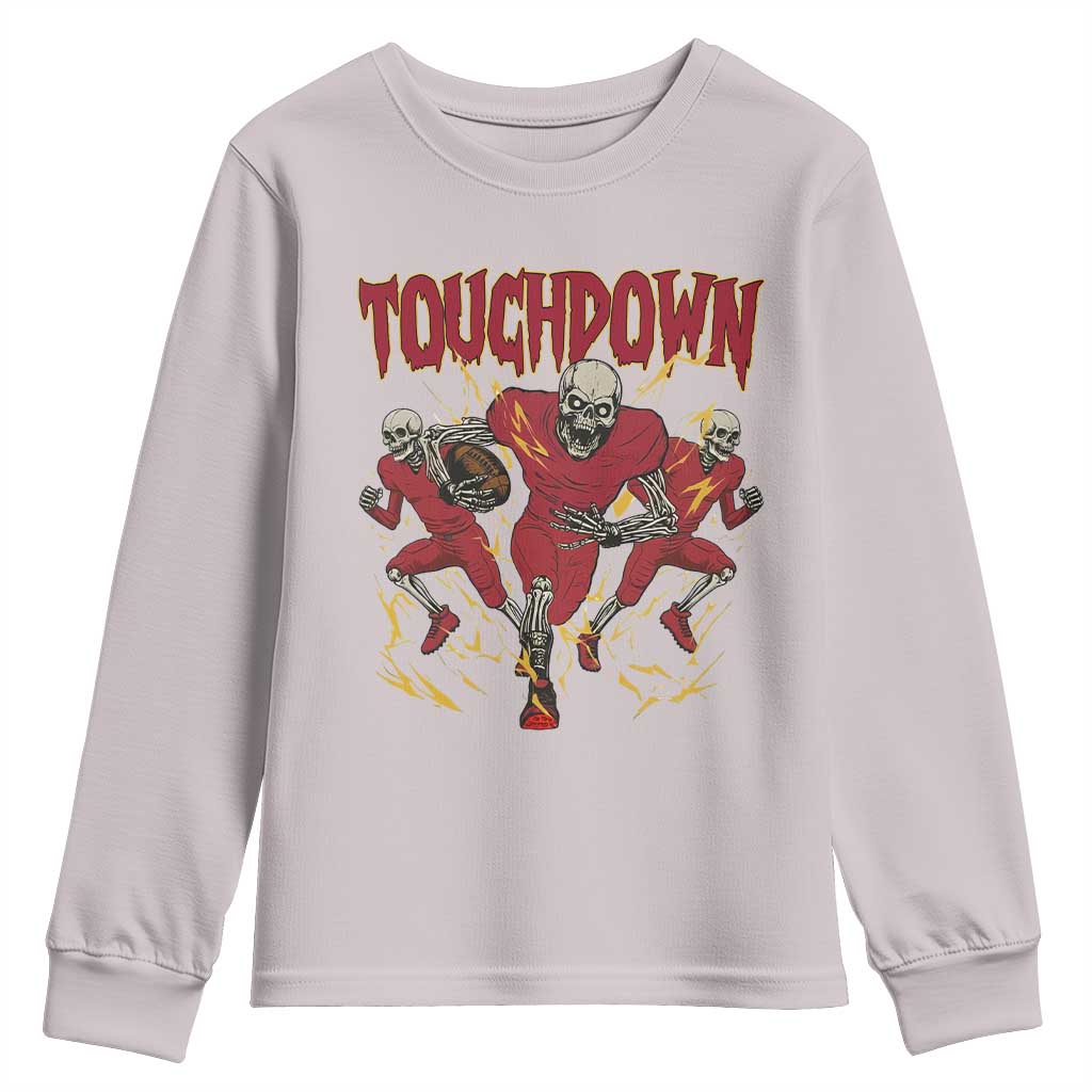 Skeleton Game Day Youth Sweatshirt Touchdown Football Fan Gift TS12 Ice Gray Print Your Wear