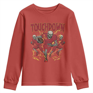 Skeleton Game Day Youth Sweatshirt Touchdown Football Fan Gift TS12 Red Print Your Wear