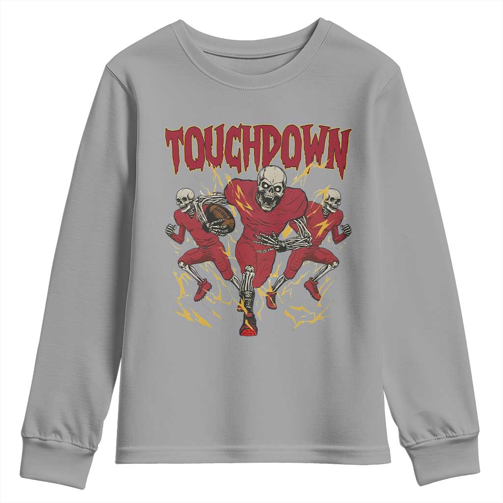 Skeleton Game Day Youth Sweatshirt Touchdown Football Fan Gift TS12 Sport Gray Print Your Wear