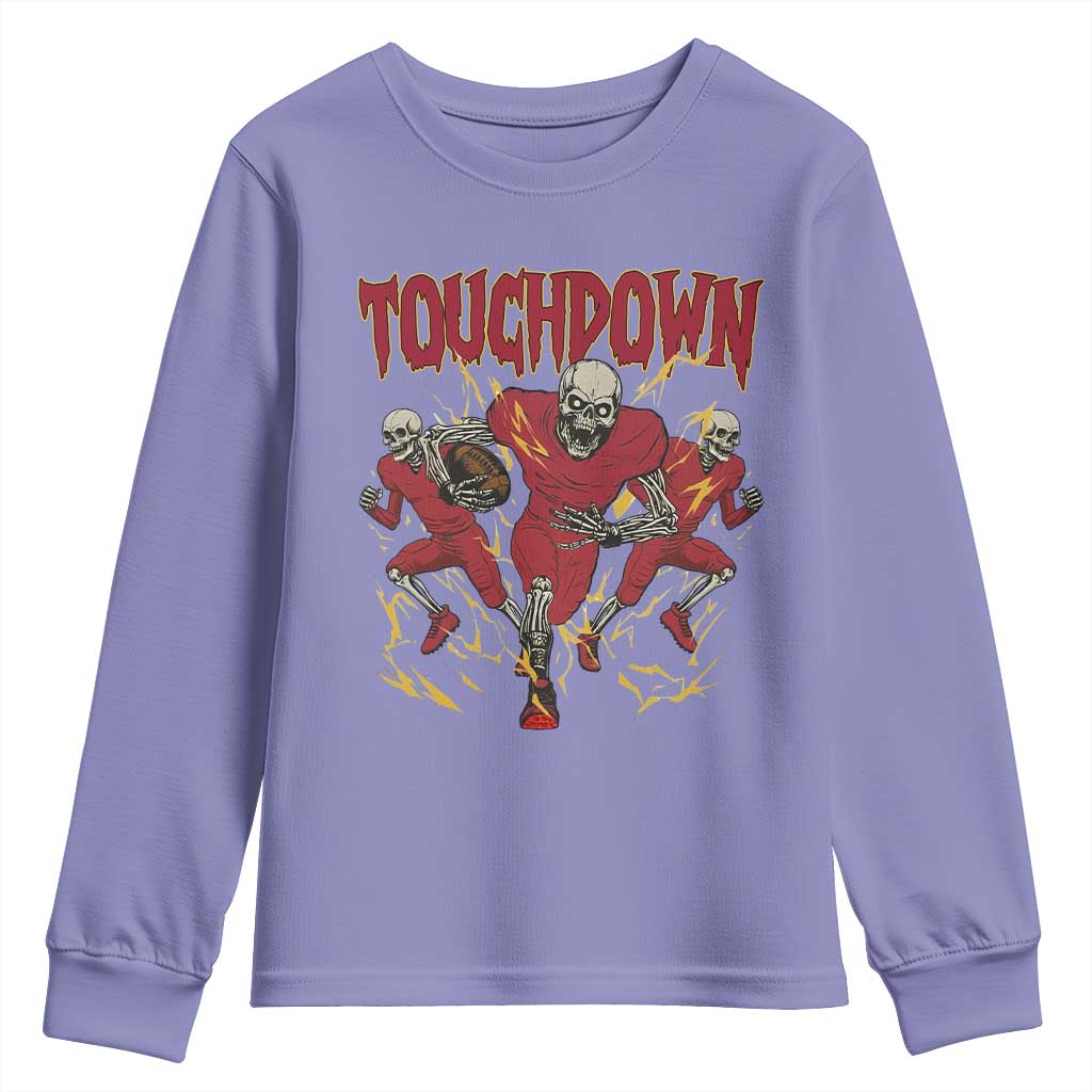Skeleton Game Day Youth Sweatshirt Touchdown Football Fan Gift TS12 Violet Print Your Wear
