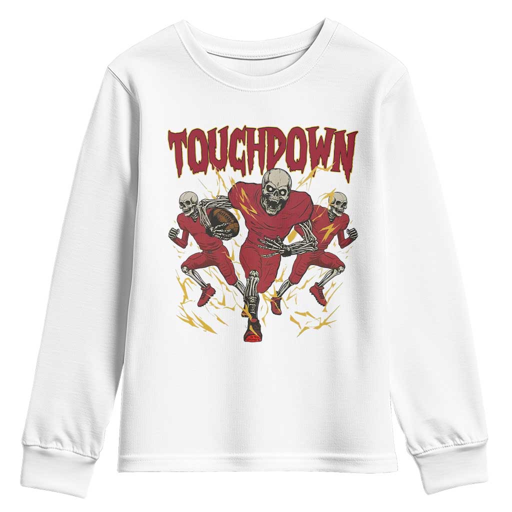 Skeleton Game Day Youth Sweatshirt Touchdown Football Fan Gift TS12 White Print Your Wear
