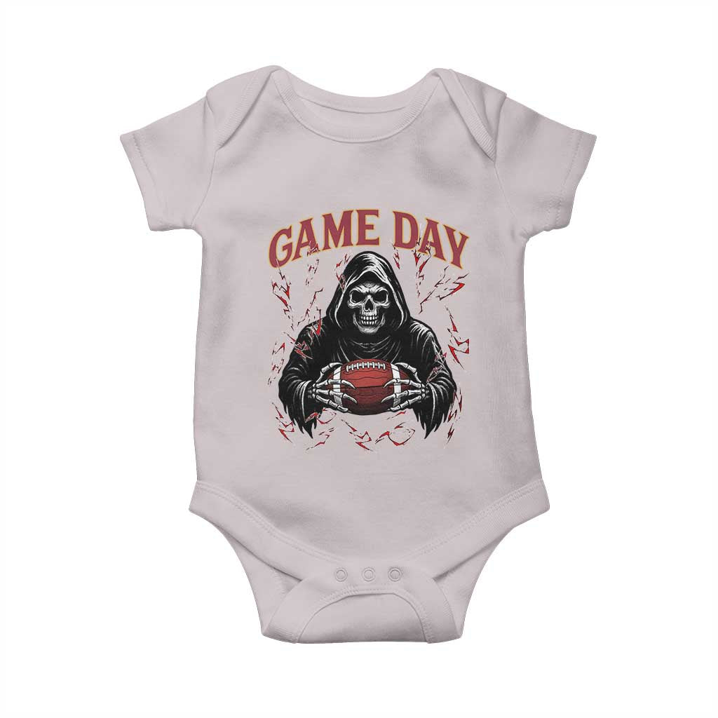 Funny Grim Reaper Dark Football Baby Onesie Game Day Fan Lifestyle TS12 Ice Gray Print Your Wear