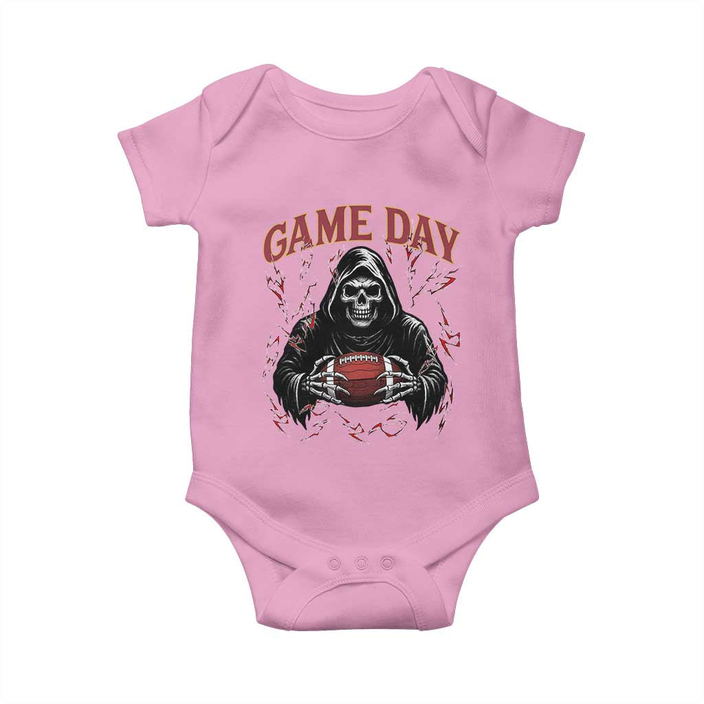 Funny Grim Reaper Dark Football Baby Onesie Game Day Fan Lifestyle TS12 Light Pink Print Your Wear