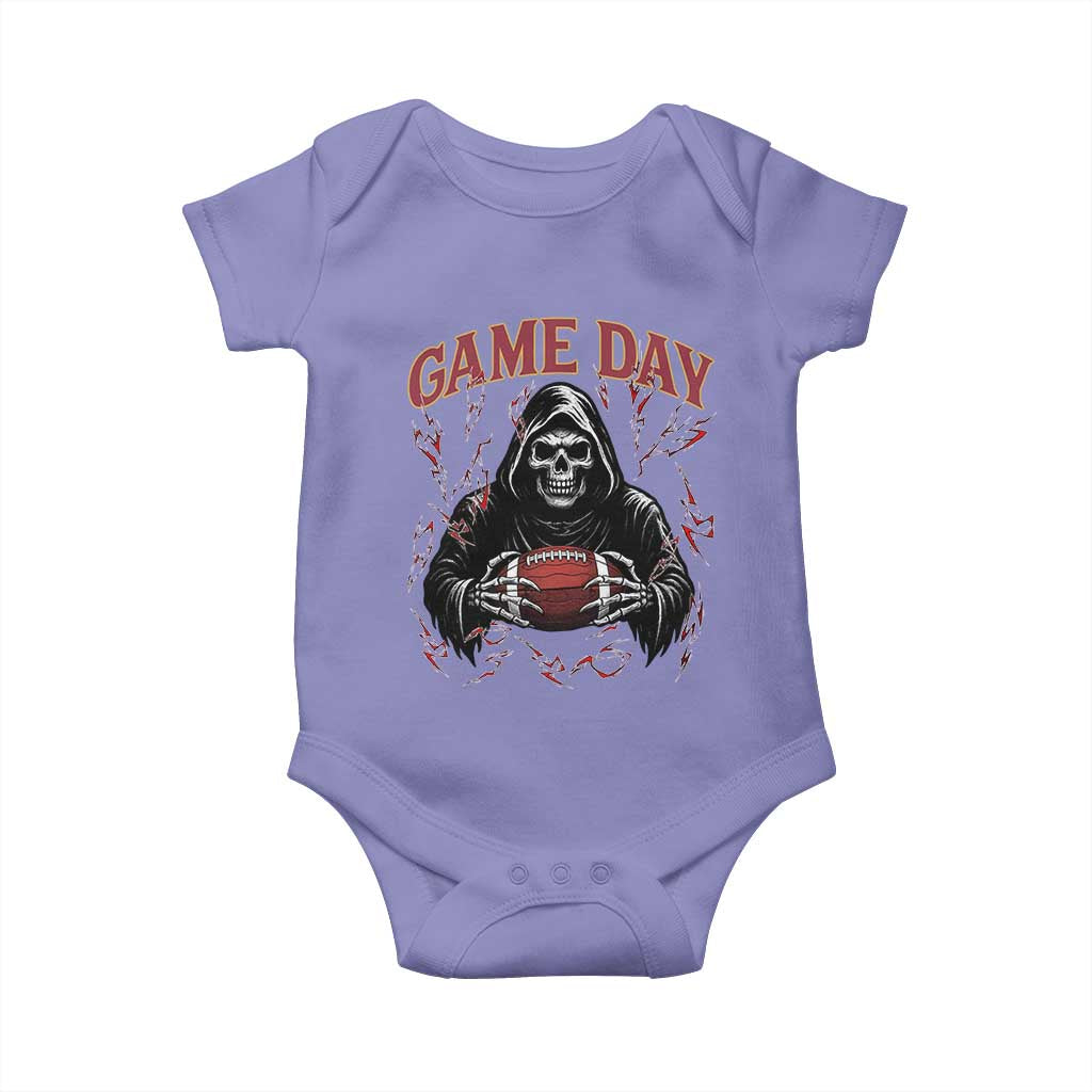 Funny Grim Reaper Dark Football Baby Onesie Game Day Fan Lifestyle TS12 Violet Print Your Wear