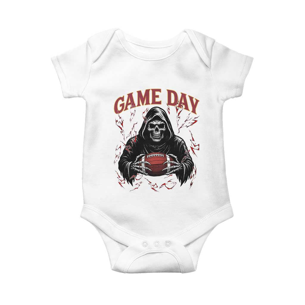 Funny Grim Reaper Dark Football Baby Onesie Game Day Fan Lifestyle TS12 White Print Your Wear