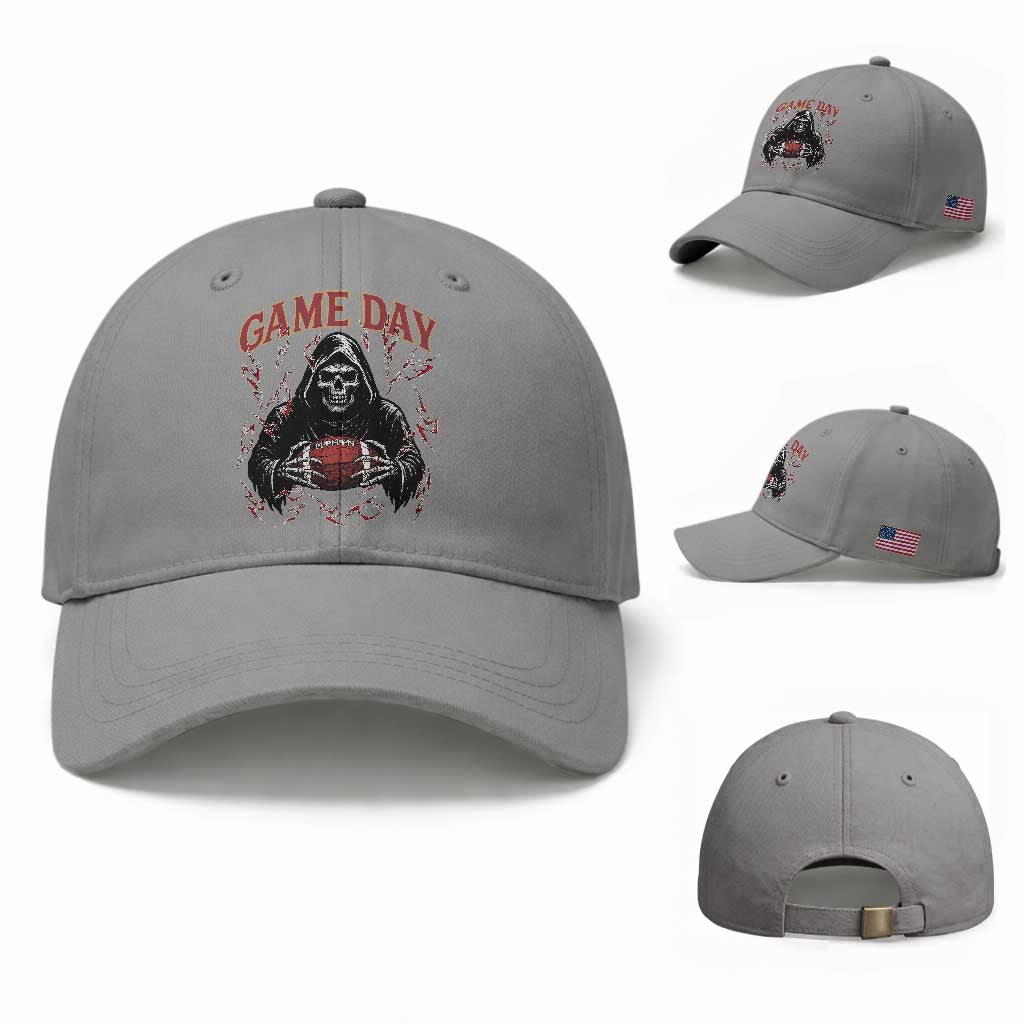 Funny Grim Reaper Dark Football Baseball Cap Game Day Fan Lifestyle TS12 Baseball Cap Universal Fit Sport Gray Print Your Wear