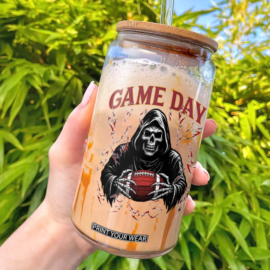 Funny Grim Reaper Dark Football Glass Can Game Day Fan Lifestyle TS12 White Print Your Wear