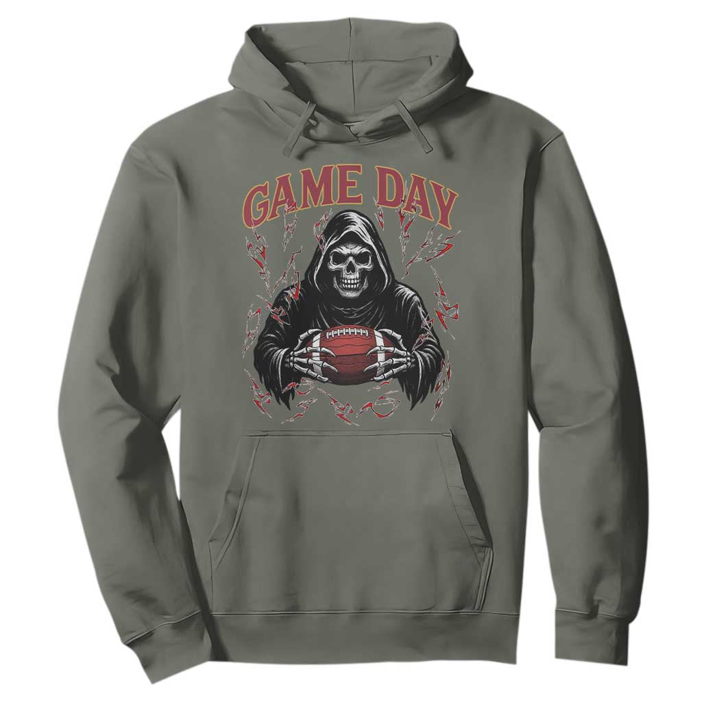 Funny Grim Reaper Dark Football Hoodie Game Day Fan Lifestyle TS12 Military Green Print Your Wear
