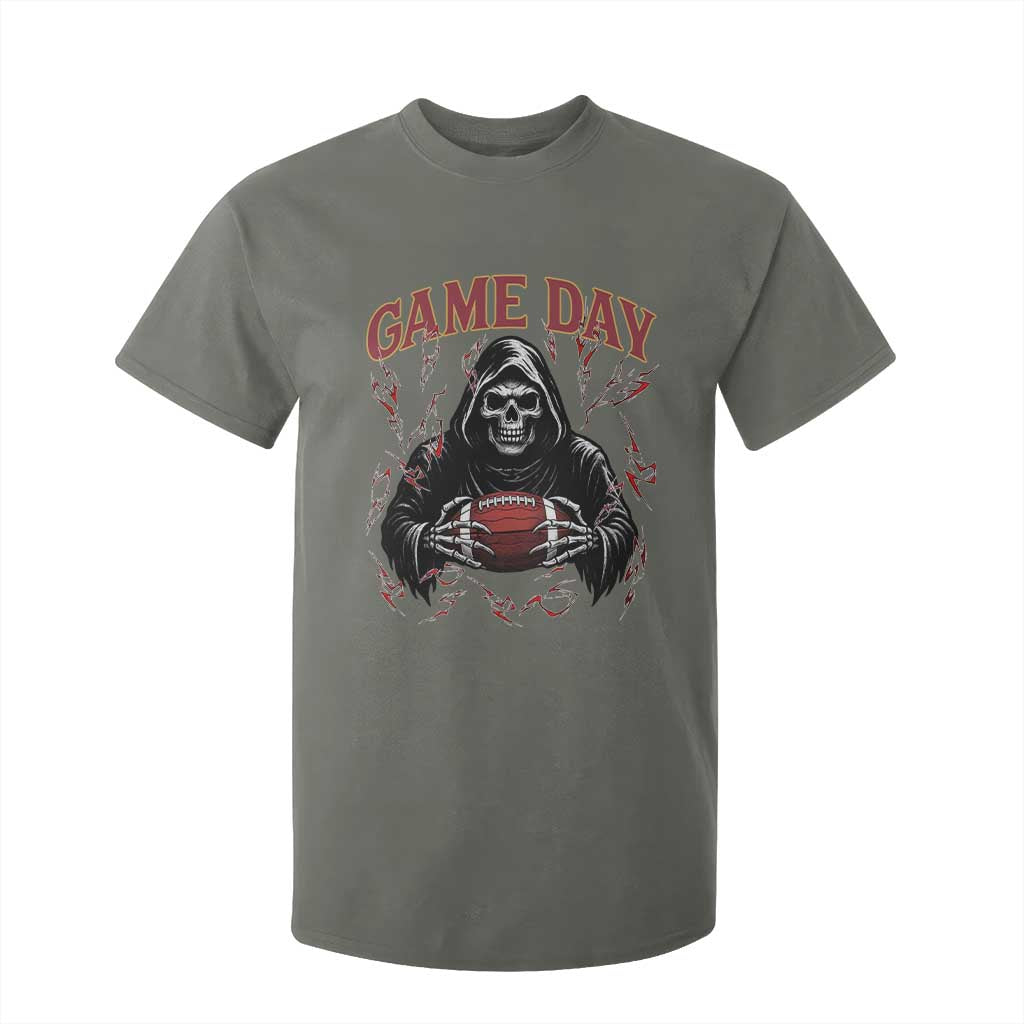 Funny Grim Reaper Dark Football T Shirt For Kid Game Day Fan Lifestyle TS12 Military Green Print Your Wear