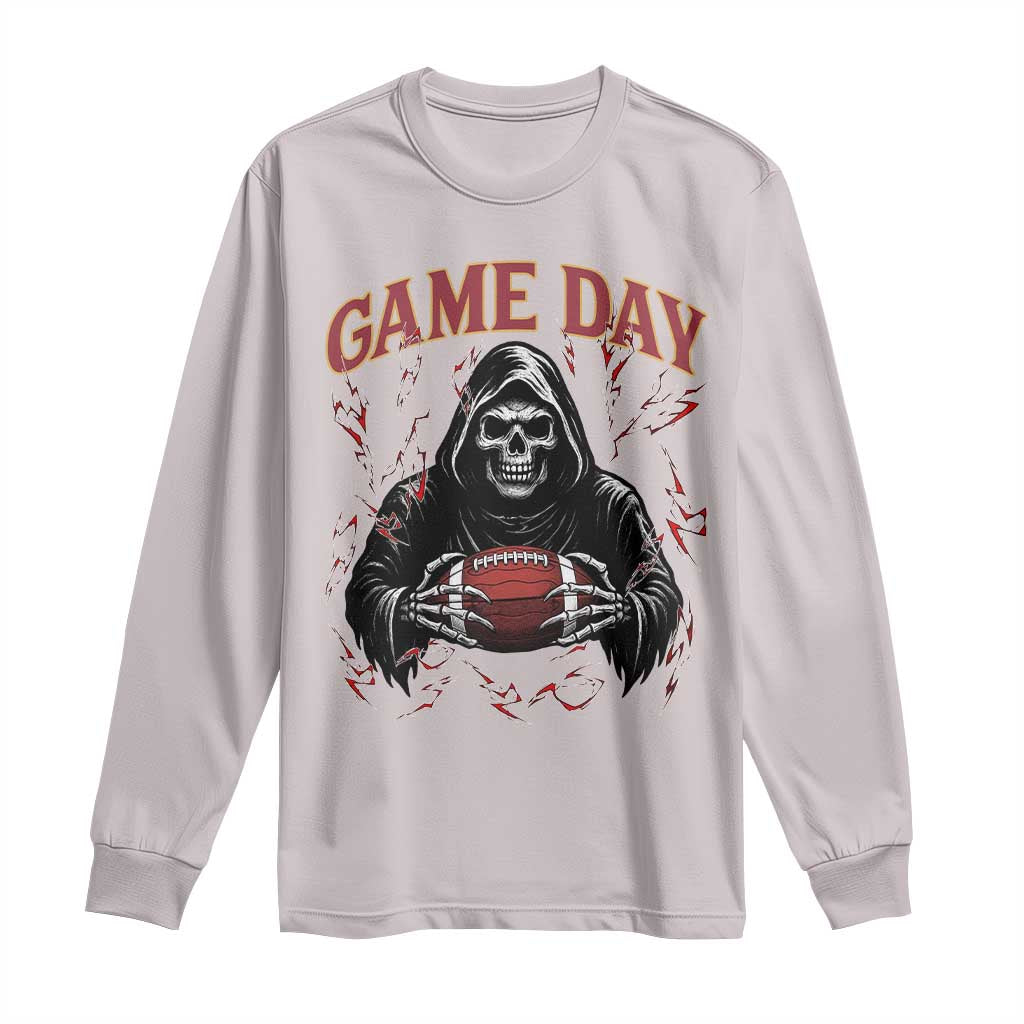 Funny Grim Reaper Dark Football Long Sleeve Shirt Game Day Fan Lifestyle TS12 Ice Gray Print Your Wear