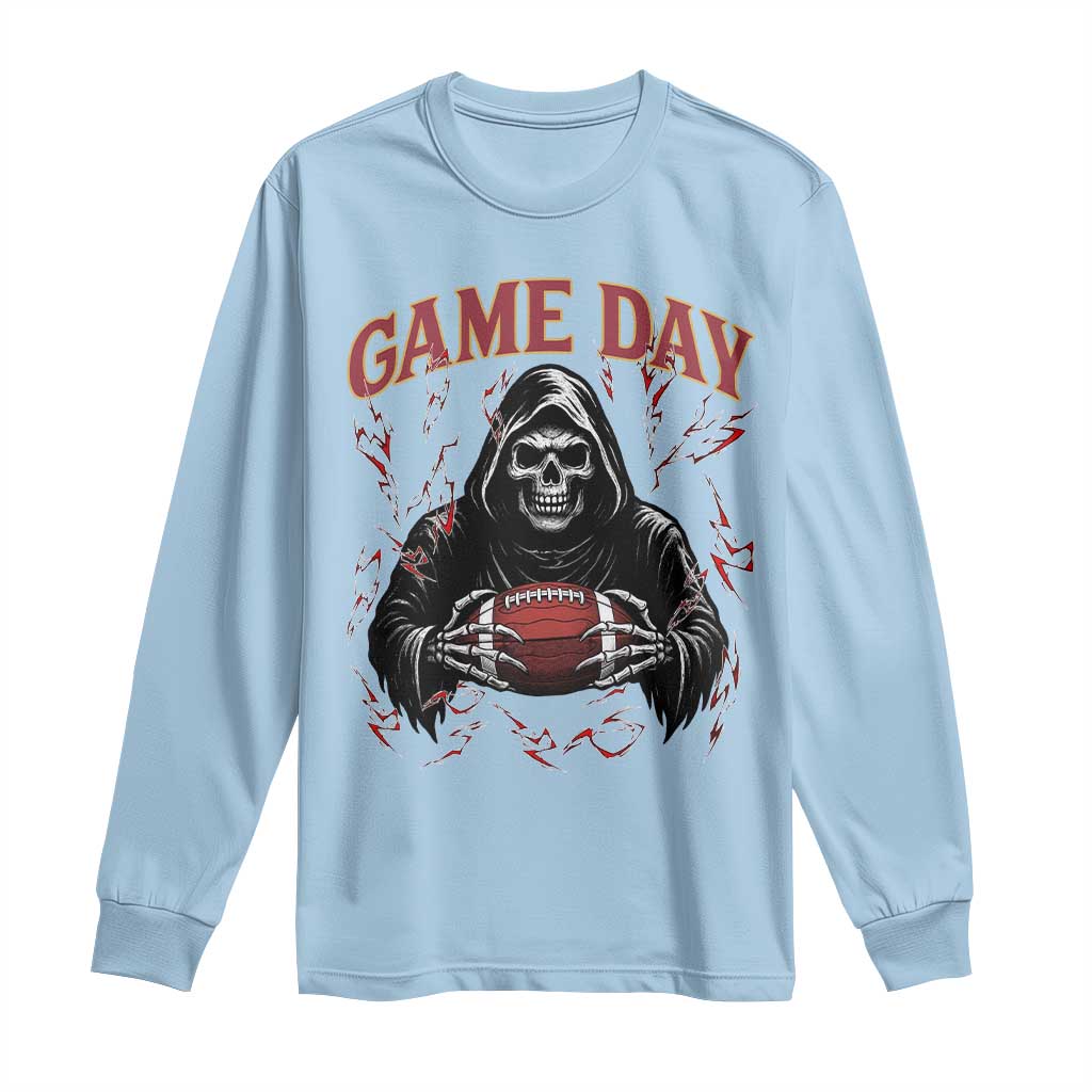 Funny Grim Reaper Dark Football Long Sleeve Shirt Game Day Fan Lifestyle TS12 Light Blue Print Your Wear