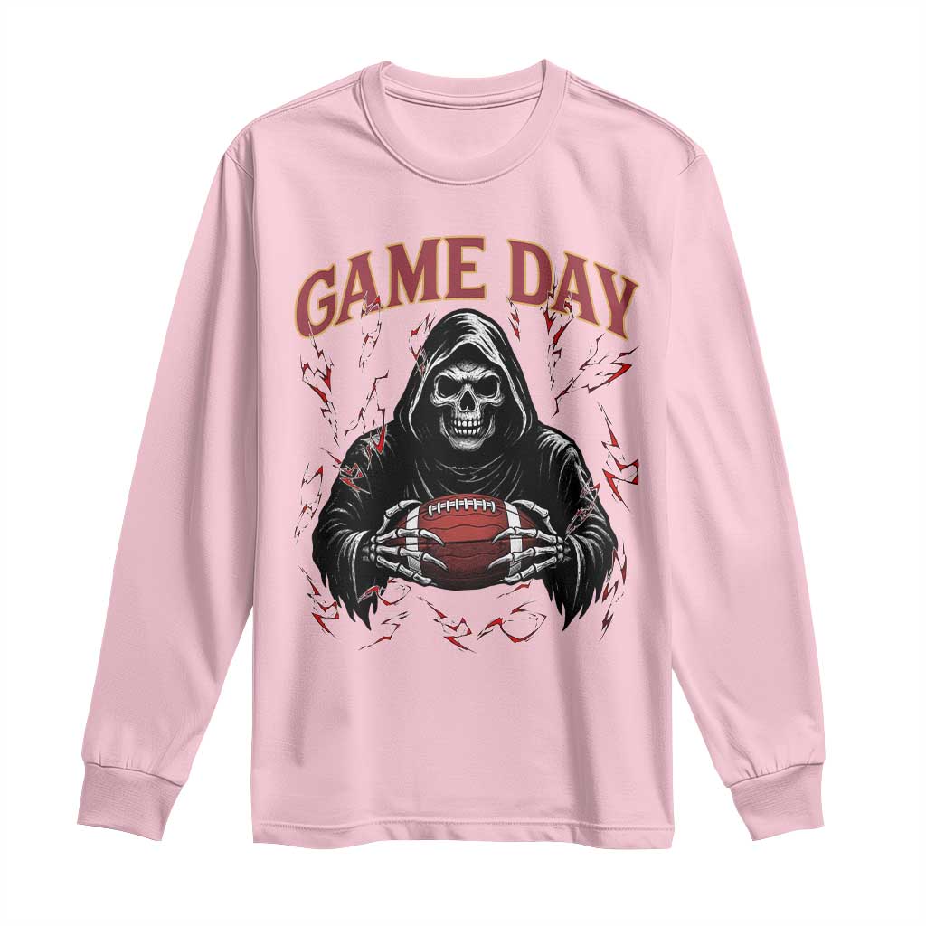 Funny Grim Reaper Dark Football Long Sleeve Shirt Game Day Fan Lifestyle TS12 Light Pink Print Your Wear